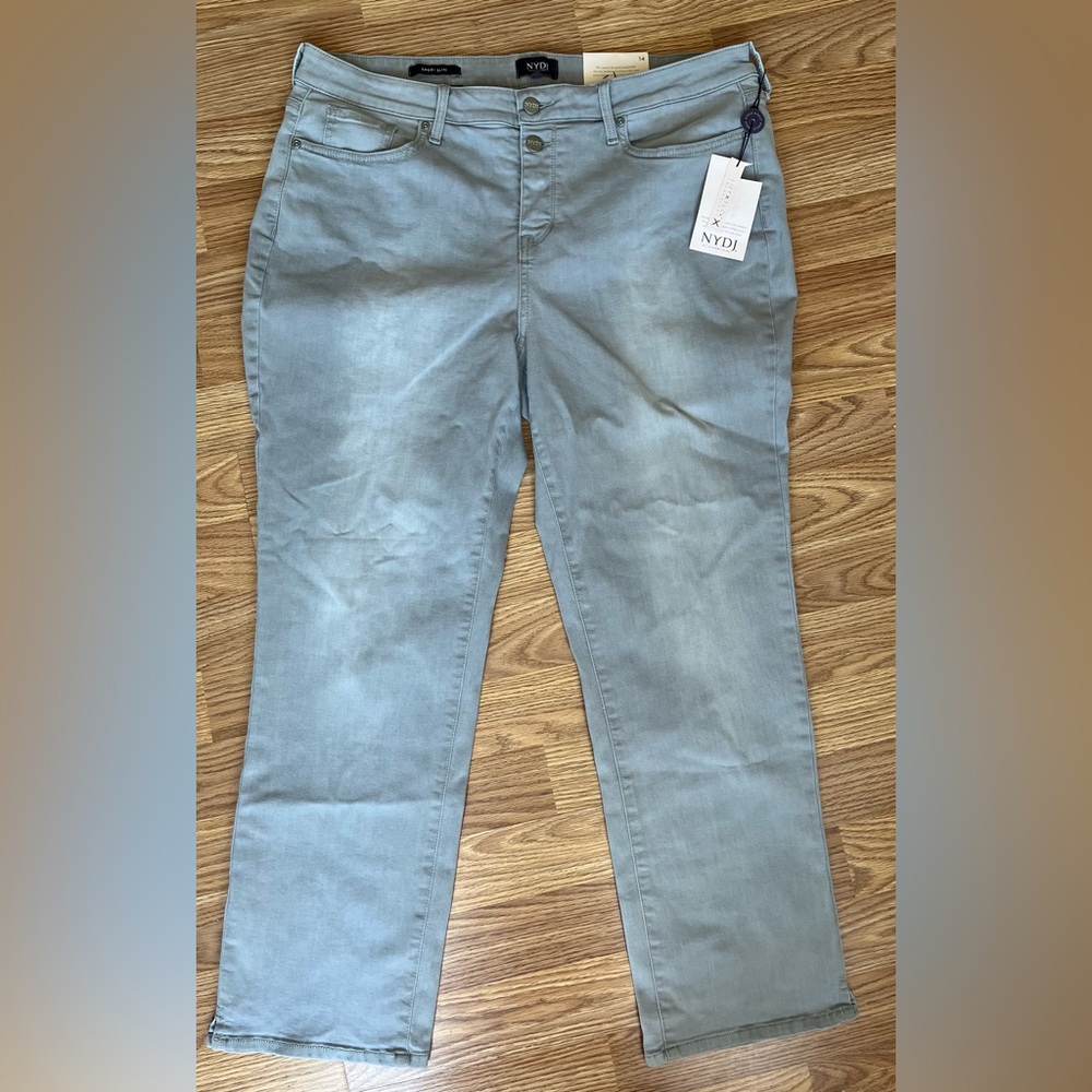 NYDJ grey, slim, lift*tuck, ankle jeans
